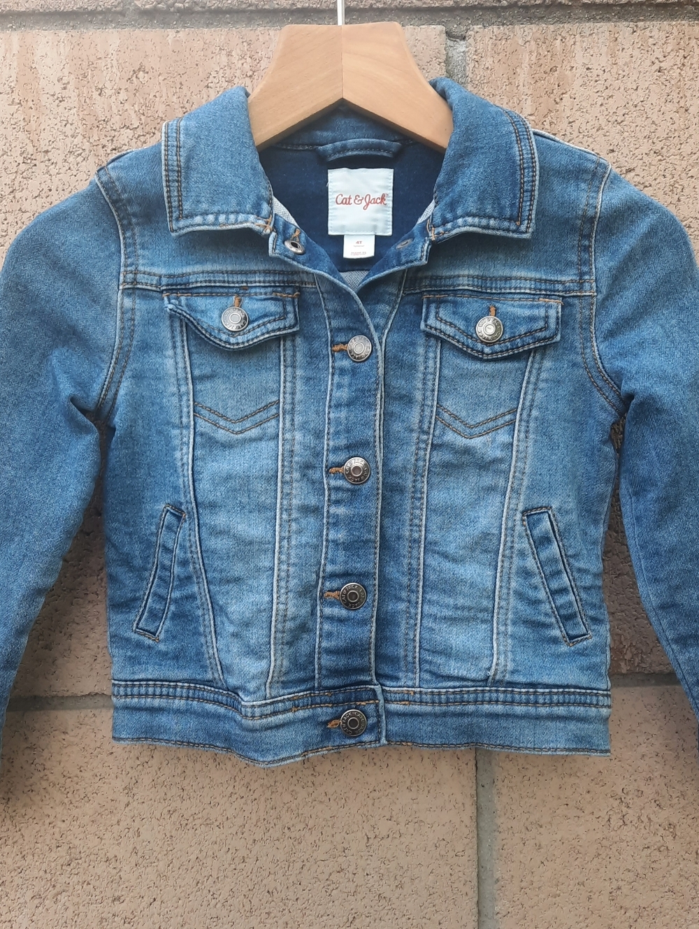 Cat & Jack Girl's Denim Button Up Jacket With Pockets Children's Size 4T Blue